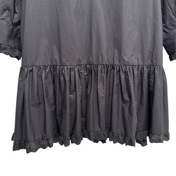 Hunter Bell Carter Mini Dress Lace Cotton Poplin Preppy Dark Academia Black Sz S - Picture 9 of 15